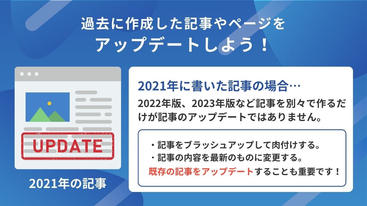 過去に作成した記事やページをアップデートしよう！